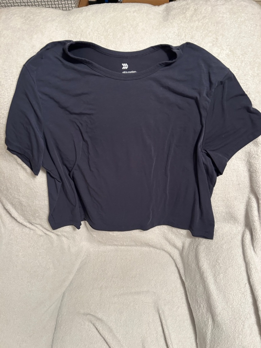 all in motion Navy Crop Tee with Short Sleeves